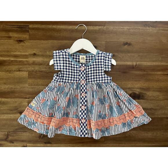 NWT Wildflowers Daydream Believer Blue Gingham Butterfly Flit and Flutter Top 2 - Picture 2 of 8